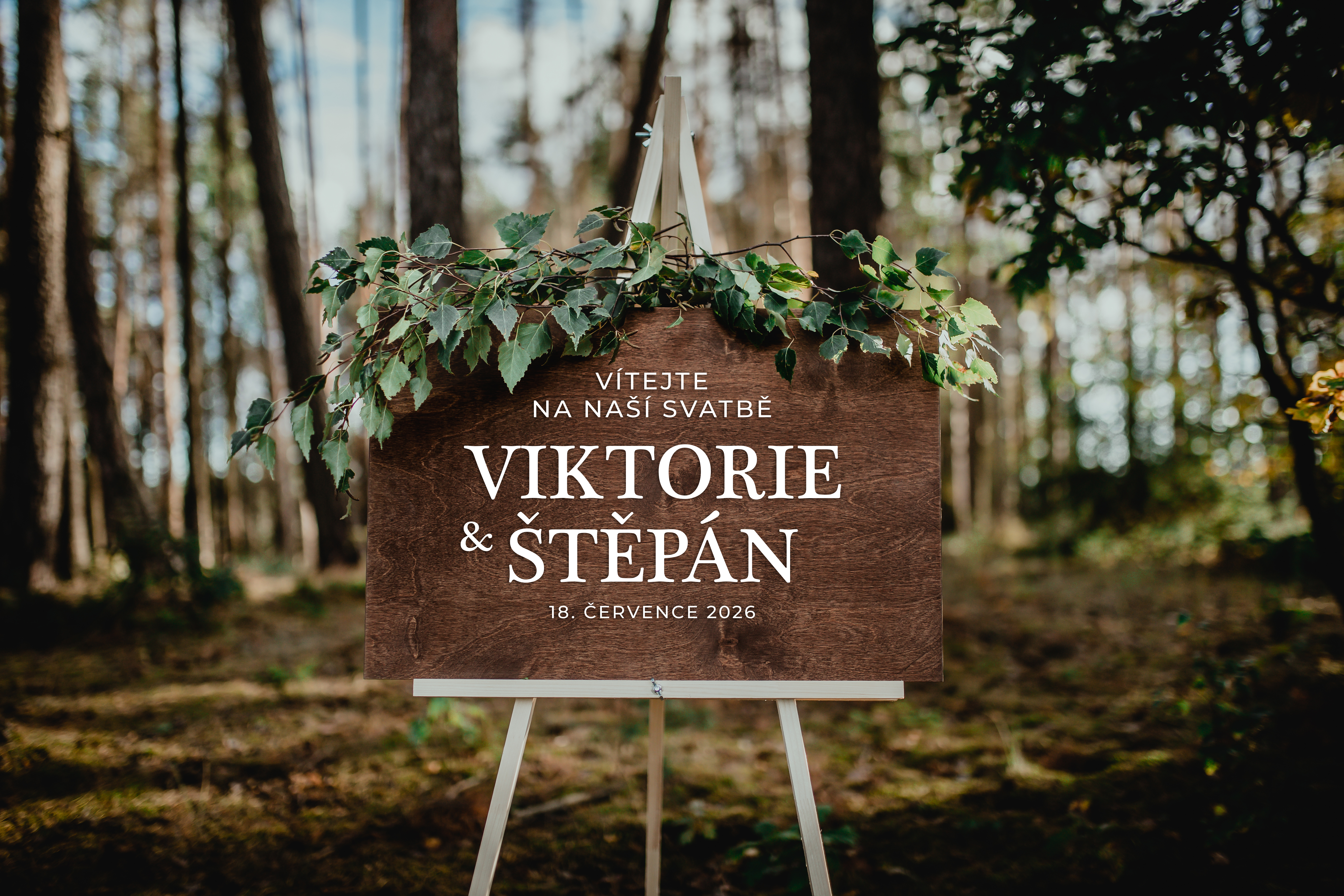 Dřevěná svatební uvítací deska hnědá